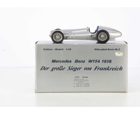 A CMC 1:18 Mercedes-Benz W154 1938, M-025, in original box with swing tag, VG, lacks windscreen glass, box VG