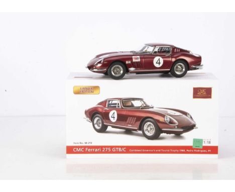 A CMC 1:18 Ferrari 275 GTB/C Tourist Trophy 1966 Pedro Rodriguez #4, M-213, in original box with certificate, cloth and sucti