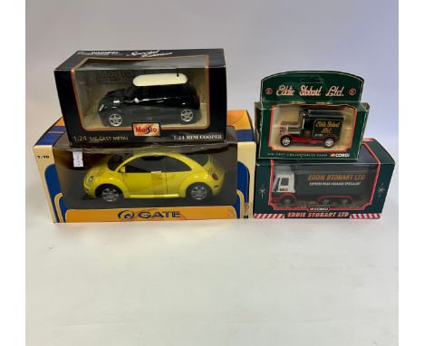 A mixed lot of model vehicles, to include Corgi Eddie Stobart LTD - Ford Cargo Box Van, Eddie Stobart Express Delivery, Maist