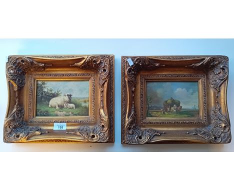 A pair of antique prints within ornate frames.[28x33cm]