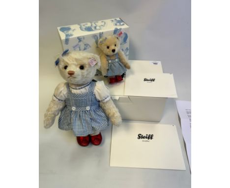 Dorothy, The Stieff Wizard of Oz Musical Bear - 75 year anniversary bear, comes wearing her famous cornflower blue gingham pi