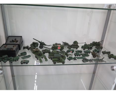 A collection of approx 30 Corgi, Dinky, Britains and Lesney military vehicles and two boxed Britains premier series motorcycl