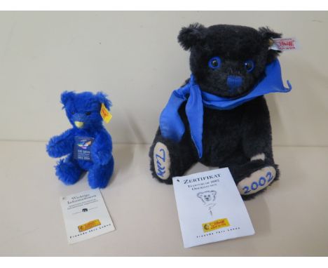 A Steiff Daimler Chrysler bear, mohair, 9cm tall, with a Steiff Roby- Oberhausen festival bear, mohair, 22cm tall, Limited Ed