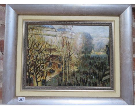 An oil on panel in the French Impressionist style unsigned in a silvered frame 51cm x 61cm, colours bright and good condition