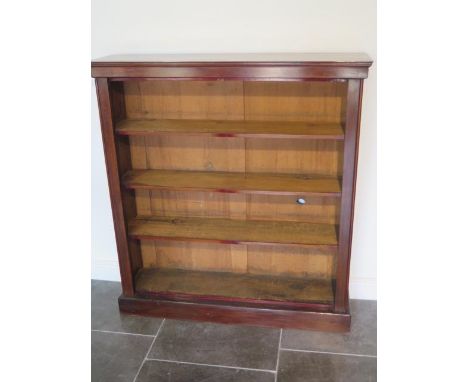 A Victorian mahogany open bookcase with three adjustable shelves in good condition, 129cm tall x 120cm x 31cm, shelf depth 24