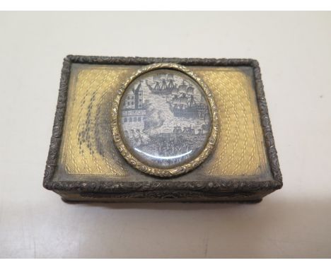 A silver snuff box, 8cm wide, London 1835/36, maker WP, with a glazed central oval insert, total weight approx 5.8 troy oz, s