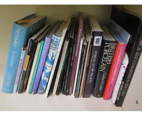 A collection of netsuke publications together with books and catalogues on Chinese and British ceramics, total 40 