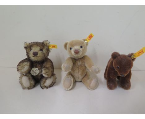 A Steiff 1926 mohair teddy bear, 14cm tall, and a Steiff mohair Brown bear cub, 11cm tall, and a Steiff Honey the Classic moh