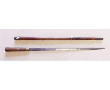 A 19th century metal bound wooden sword swagger stick