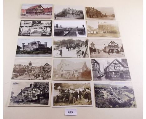 Postcards - Ledbury & Area - Aerial view Ledbury Railway Station, RP Nat School Upton, Meet of Croome Hunt at Pershore, RP Fo