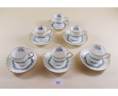 A Mintons coffee set of six cups and saucers 'Ardmore' S363