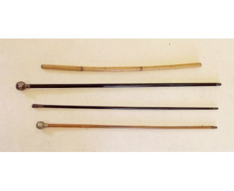 A silver topped swagger stick for The Kings Own Scottish Borderers and another silver topped swagger stick, a 'Hindustan' swa