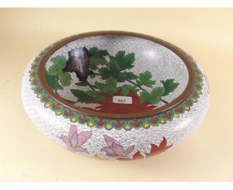 A large floral decorated cloisonne enamel bowl - 31cm