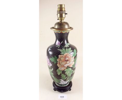 A floral decoration cloisonne enamel table lamp - 37cm