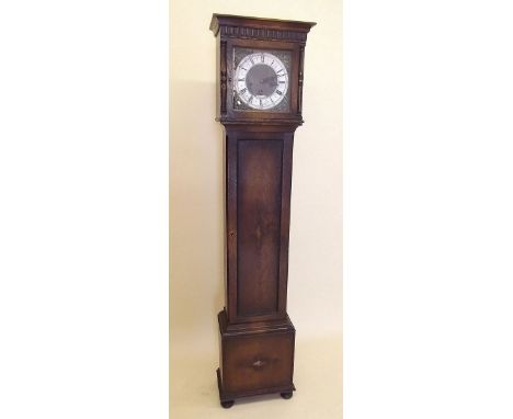 A 20th century oak longcase clock with silvered dial by Samuel Lacon Wolverhampton