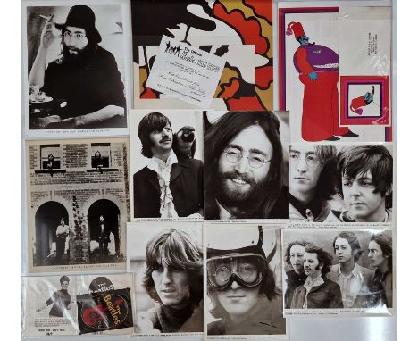 Good selection of The Beatles fan club ephemera to inc: fan club patch, eight official / original fan club photos, fan club c