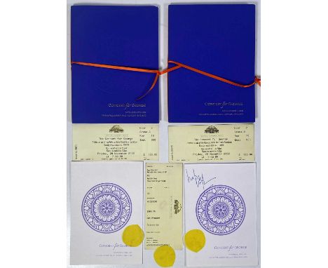 A pair of concert booklets/programmes, a pair of tickets and a pair of small booklets showing the artists appearing at the sh