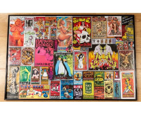Two Collages of Psychedelic Style flyers and handbills framed in perspex frames. With The Donnas, Killdowzer, Freakshow, Texa