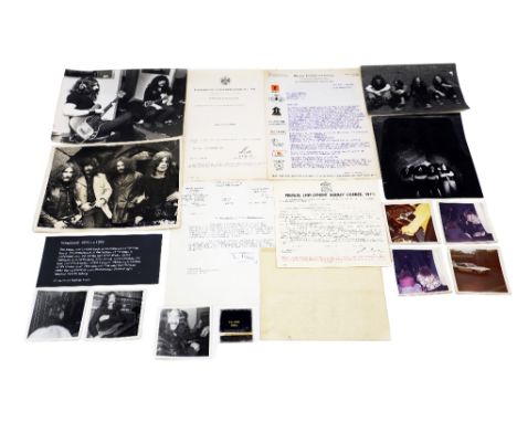 Collection of Black Sabbath Ephemera from the late 1960s to 1973. The collection includes original 10 x 8 photo with info sti