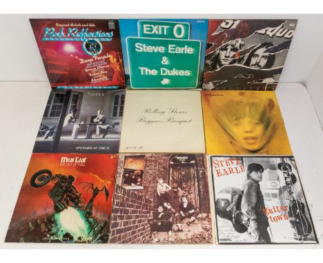 Box of records approx 39 easy listening plus Rolling Stones, David Bowie, Kate Bush, Status Quo, Steve Earle, Compilations, B