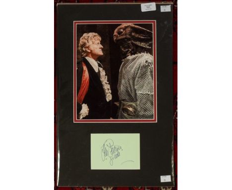 Dr Who - John Pertwee - Signed autograph page mounted with colour picture as Dr Who. John Devon Roland Pertwee (7 July 1919 –