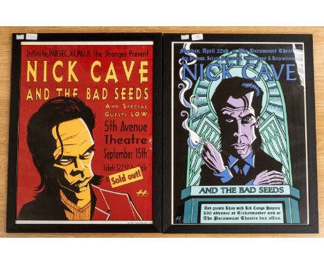 NICK CAVE - 2 X ORIGINAL LITHOGRAPH / POSTERS  1. Paramount Theatre April 22 nd Framed with perspex it measures approx 20.5 x