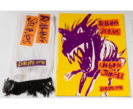 ROLLING STONES - URBAN JUNGLE EUROPE 1990 Tour Programme and original Scarf.