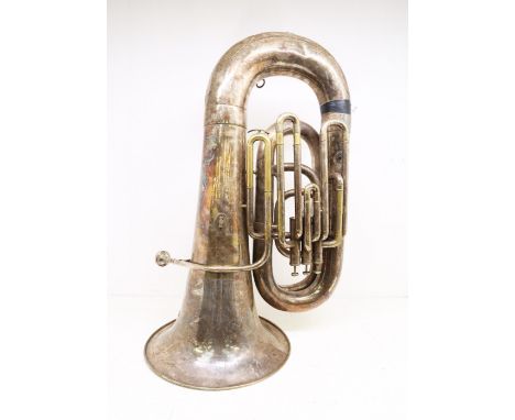 A Joseph Higham of Manchester clear bore, class A tuba, reference 55850, inscribed to horn, tape repair, surface dents/knocks