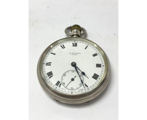 A silver pocket watch by J.W Benson, London.