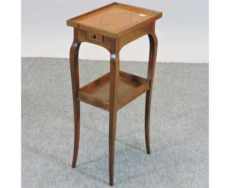 An inlaid side table, with a single drawer, 33cm