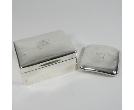 A silver cigarette box, 12cm, together with a silver cigarette case