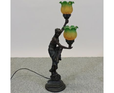 An Art Nouveau style figural table lamp, 66cm high