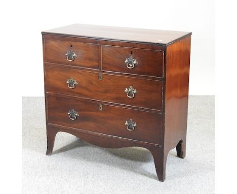 A Regency style mahogany chest of drawers, on swept bracket feet, 90cm