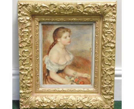 Continental school, 20th century, portrait of a girl, oil on canvas, 23 x 19cm, in a gilt frame