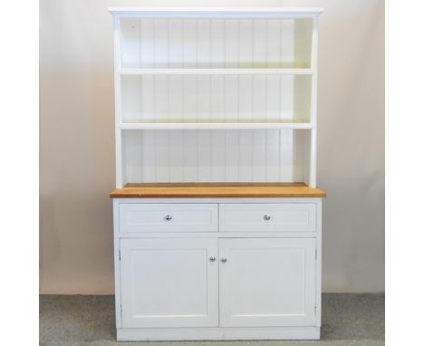 A light oak and cream painted dresser, 129cm