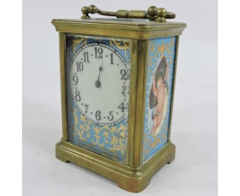 A Sevres style carriage clock, 14cm high