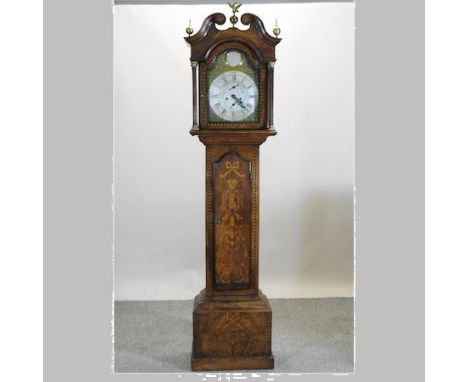 A 19th century walnut and marquetry cased longcase clock, the brass dial signed Edmund Whitehead, Wetherby, having an eight d