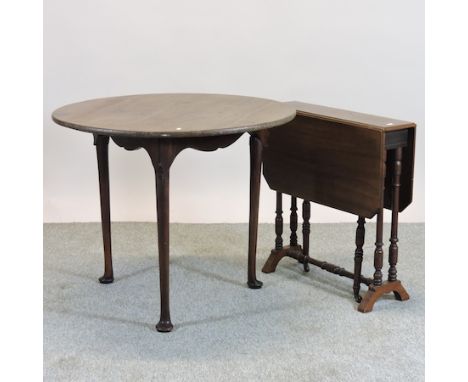 An 18th century circular mahogany side table, on pad feet, together with an Edwardian Sutherland table, 68cm