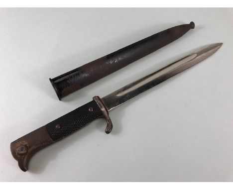 militaria  Interest , WW2 German parade Bayonet in scabbard un marked blade with eagle head pommel approximately 40cm in leng