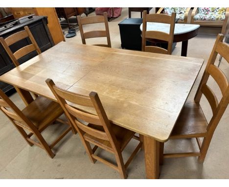 Light Oak contemporary dining / kitchen table with six matching chairs 186 x 98cm unextended 