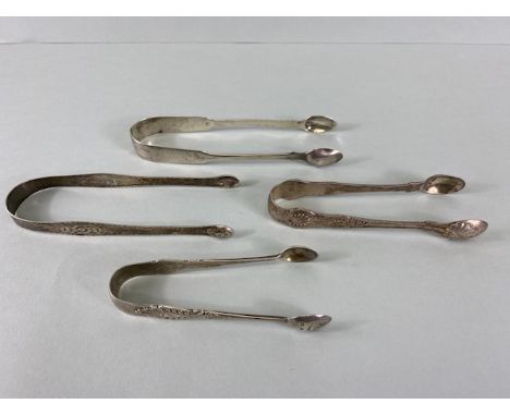 Four good sized Silver hallmarked sugar nips to include Georgian example the largest approx 14cm long and total weight 123g