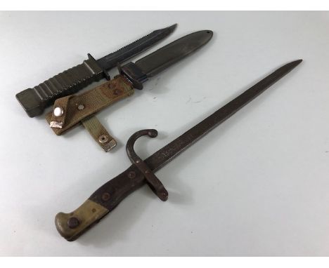 Military interest, WW1, cut down Gra bayonet , and a 1970s NATO issue bayonet with M8A1 scabbard