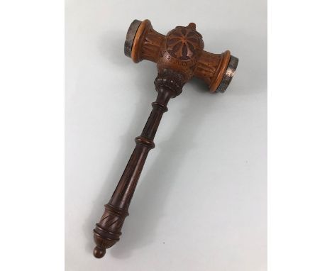 Railway / Treen interest, Antique Victorian Wooden presentation Gavel. given for the launch of the Passenger Ferry DUCHESS of