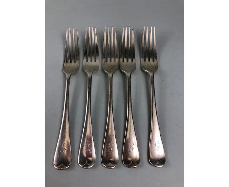 Silver Hallmarked Victorian forks, five in total hallmarked for London dated 1899 by maker Goldsmiths & Silversmiths Co(Willi