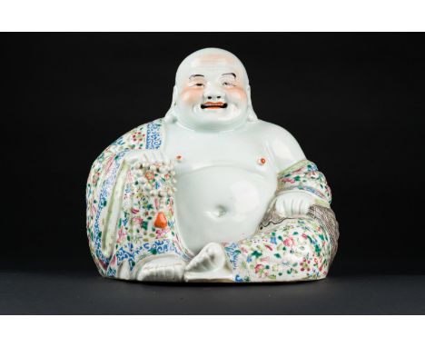 Chinese Art. A famille rose porcelain Budai figure bearing a four character seal mark at the base  China, 20th century . Cm 2