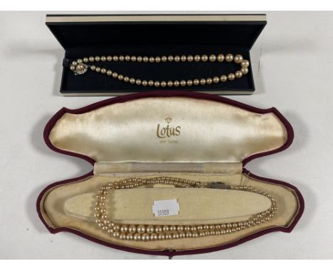 A Lotus pearl necklace together with a Links of London pearl necklace  CONDITION REPORT: Double strand 38cm long, other 44cm 