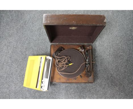 An early 20th century Columbia record player together with a Pack Son MD-1001 portable 7" record player 