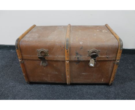 An early 20th century bentwood bound travelling trunk 