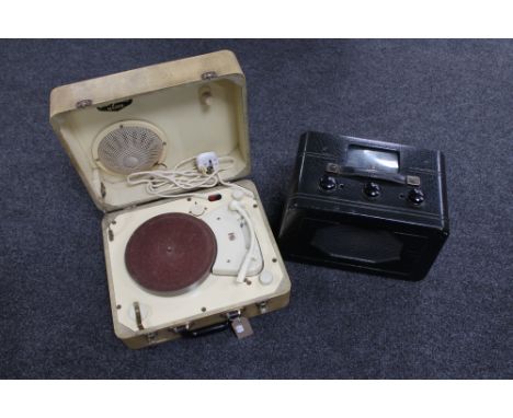 A mid 20th Philips Major disc jockey portable record player together with a vintage Ever Ready radio 