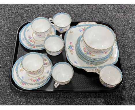 A tray of twenty piece Crown Stafford bone china tea service 